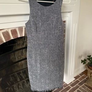 Banana Republic Navy Tweed Dress with Fringe